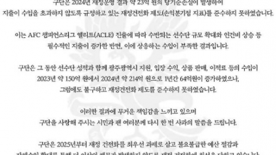 광주FC, 재정건전화 규정 위반 사과, 팬과 관계자들에게 깊은 책임 통감